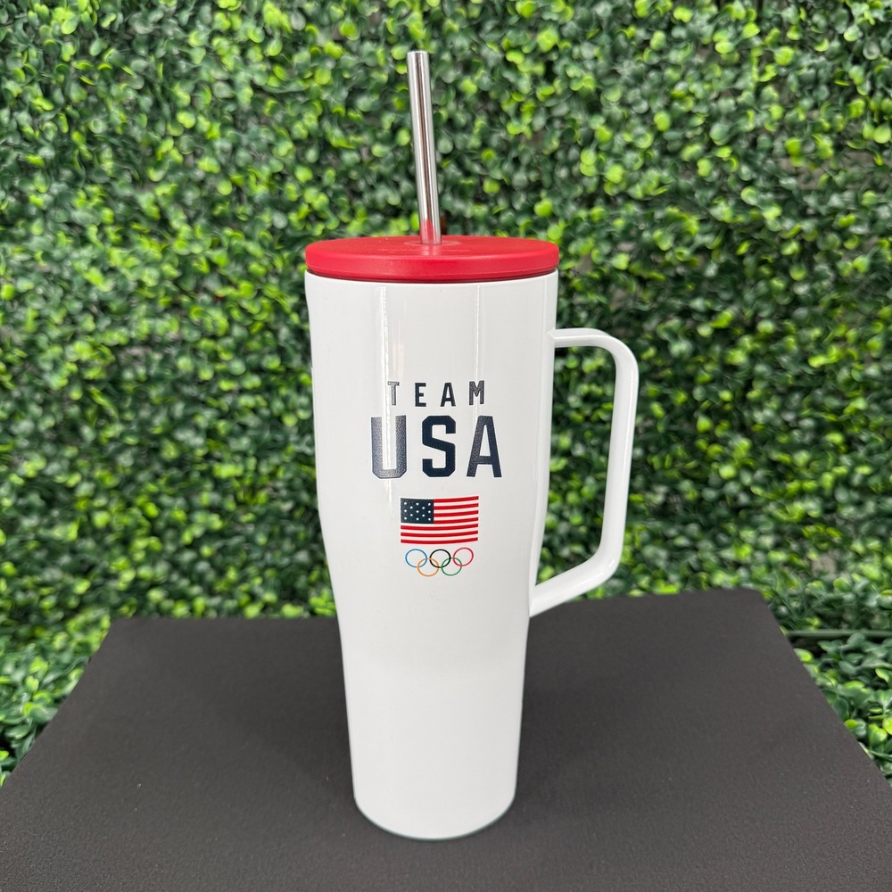 Corkcicle Team USA Olympic Cold Cup XL 30oz Insulated Tumbler White Red Handle